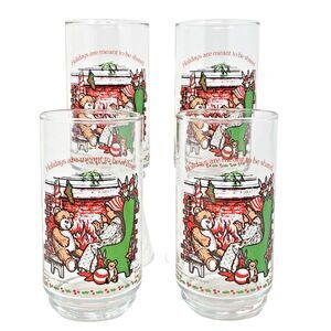 Christmas Holly Hobbie Limited Edtion Coke Tumblers Vtg American Greetings Set 4